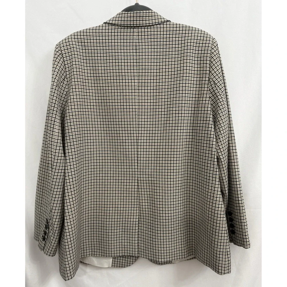 Vince Camuto Plaid Blazer Brown Black Cream Stretch Knit Lined Womens Size XXL‎